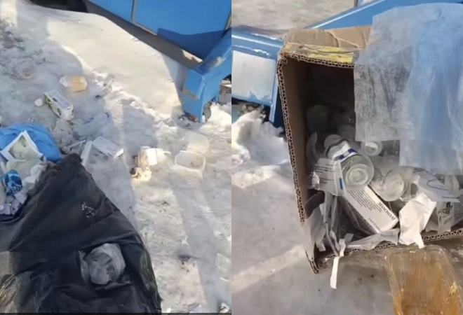 Карагандинцев возмутили медотходы на обычной мусорке