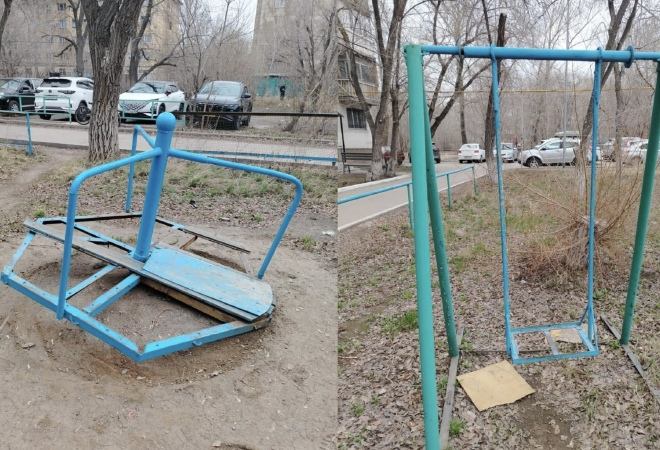 Карагандинцы показали пугающую детскую площадку