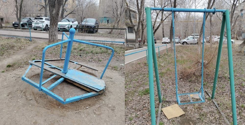 Карагандинцы показали пугающую детскую площадку